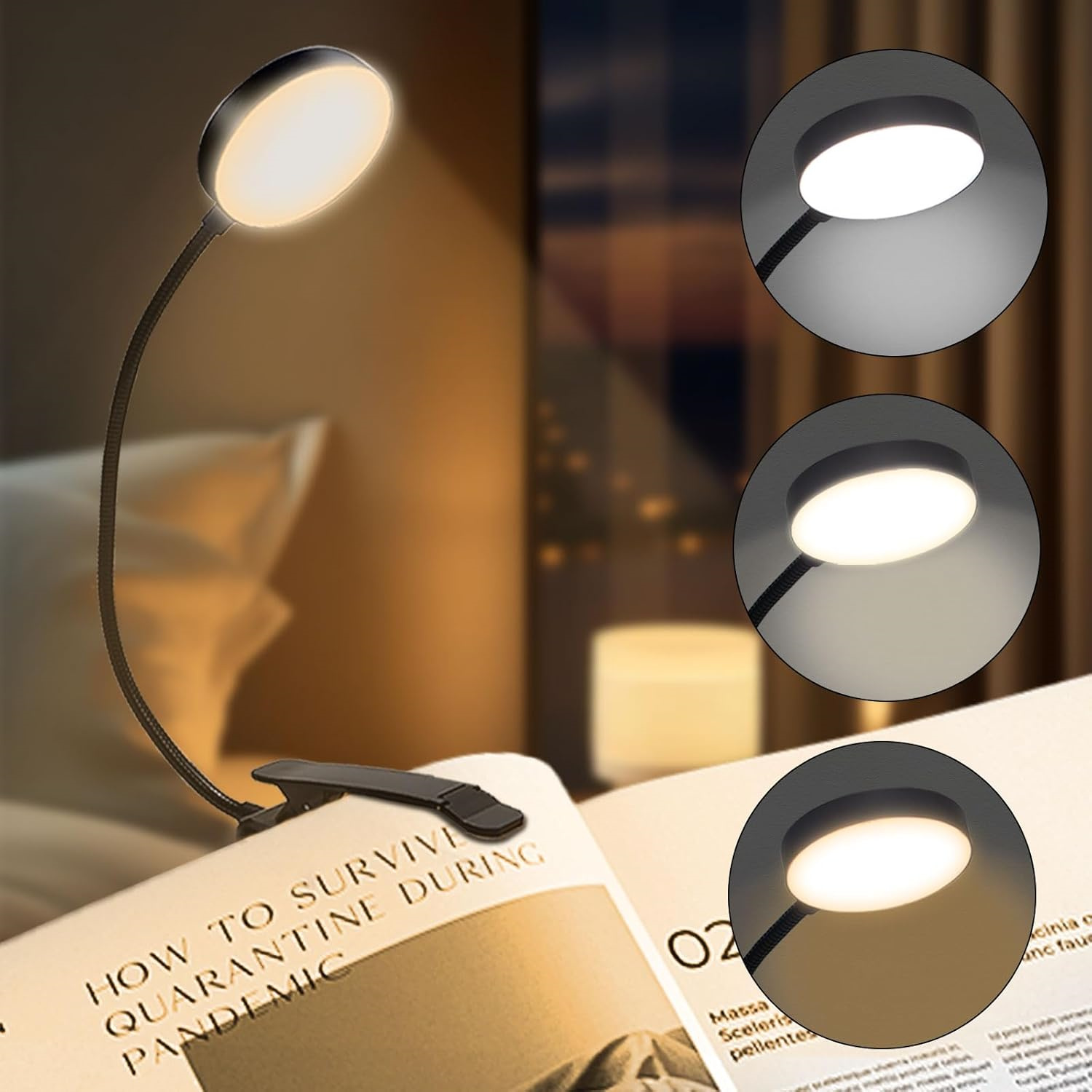Book Light Flexible - 3색 USB 북 라이트 충전식 독서등