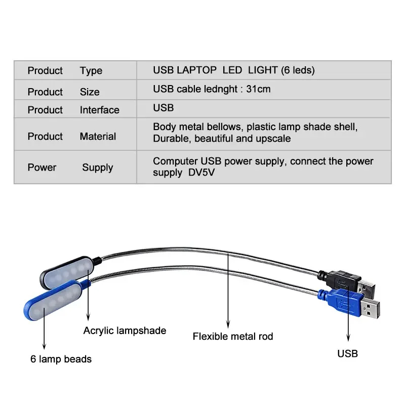 유연한 구즈넥 미니 USB LED 북 라이트, 휴대용  - Book Light Flexible 리뷰 및 가격