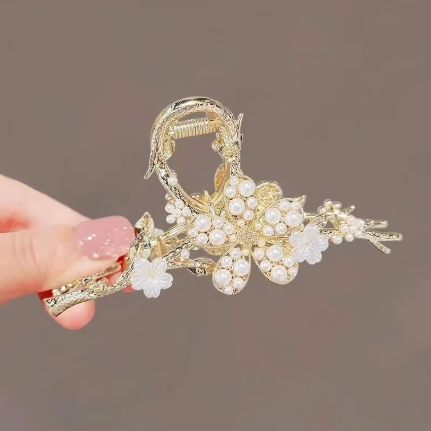 1개 메탈 헤어 클로 펄 헤어핀 빈티지 스타일 실버 헤 - Travel Accessories Girls 리뷰 및 가격