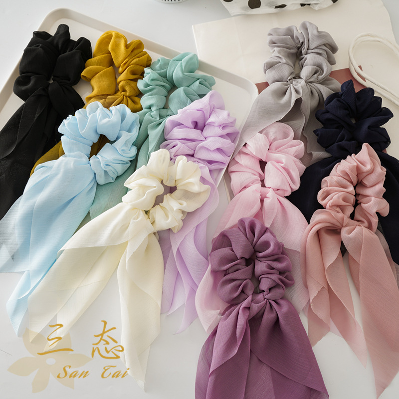1Pc 패션 25cm 쉬폰 긴 리본 Scrunchies - Travel Accessories Girls 리뷰 및 가격