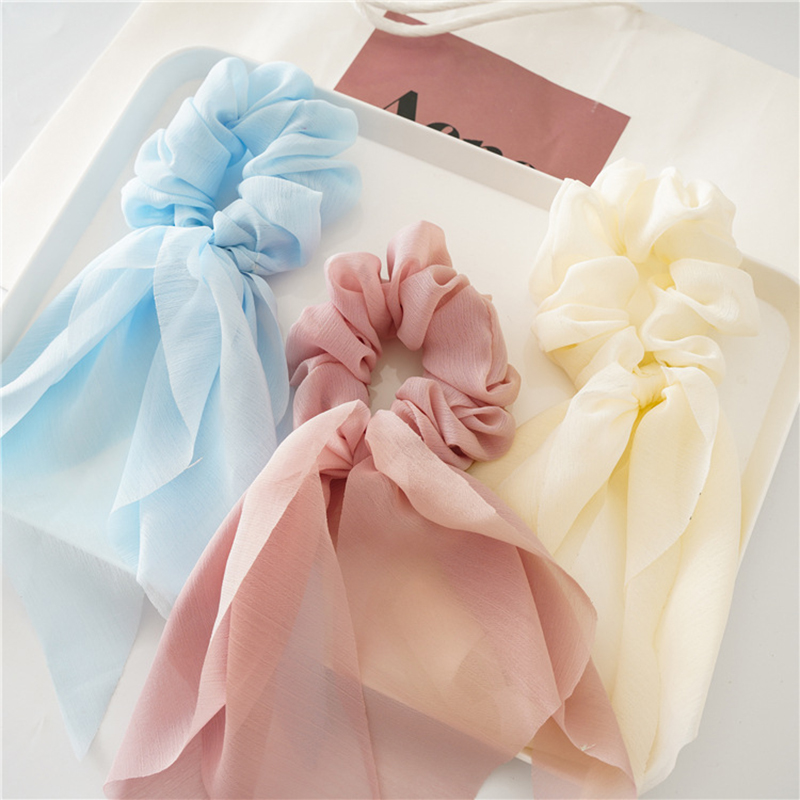 1Pc 패션 25cm 쉬폰 긴 리본 Scrunchies - Travel Accessories Girls 리뷰 및 가격