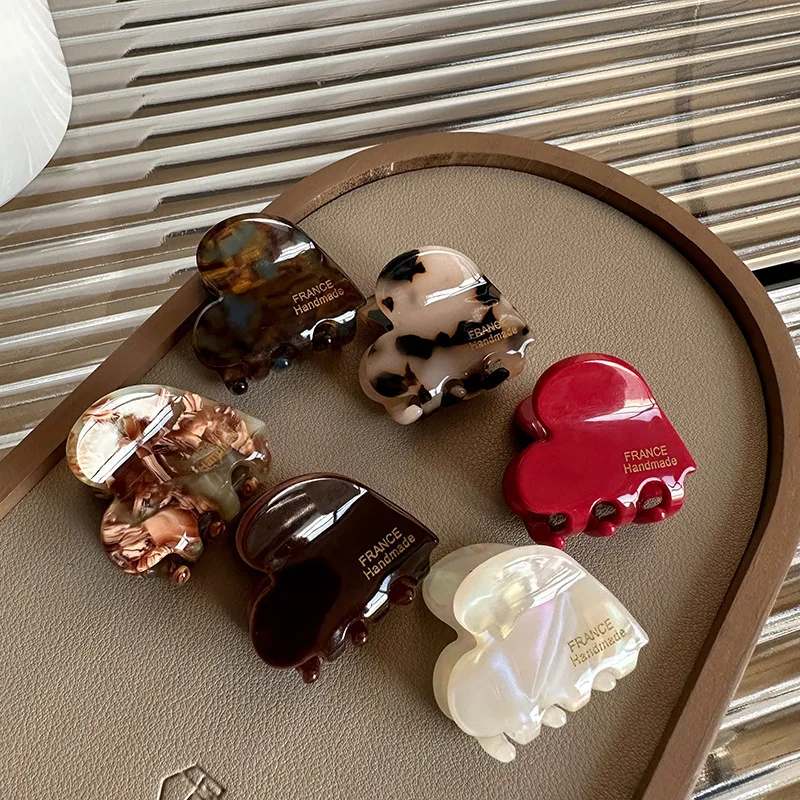 작은 헤어 클로 아세테이트 헤어 크랩 귀여운 하트 모양 - Travel Accessories Girls 리뷰 및 가격