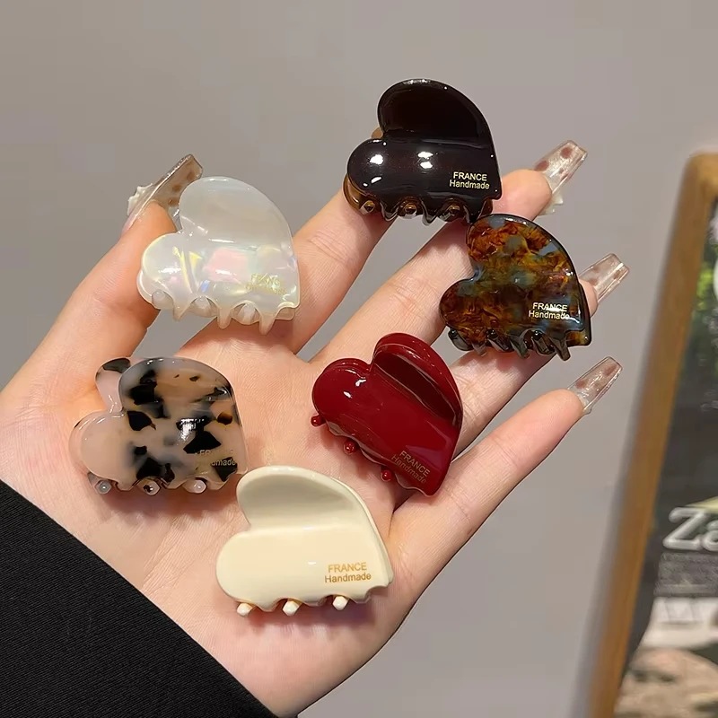 작은 헤어 클로 아세테이트 헤어 크랩 귀여운 하트 모양 - Travel Accessories Girls 리뷰 및 가격