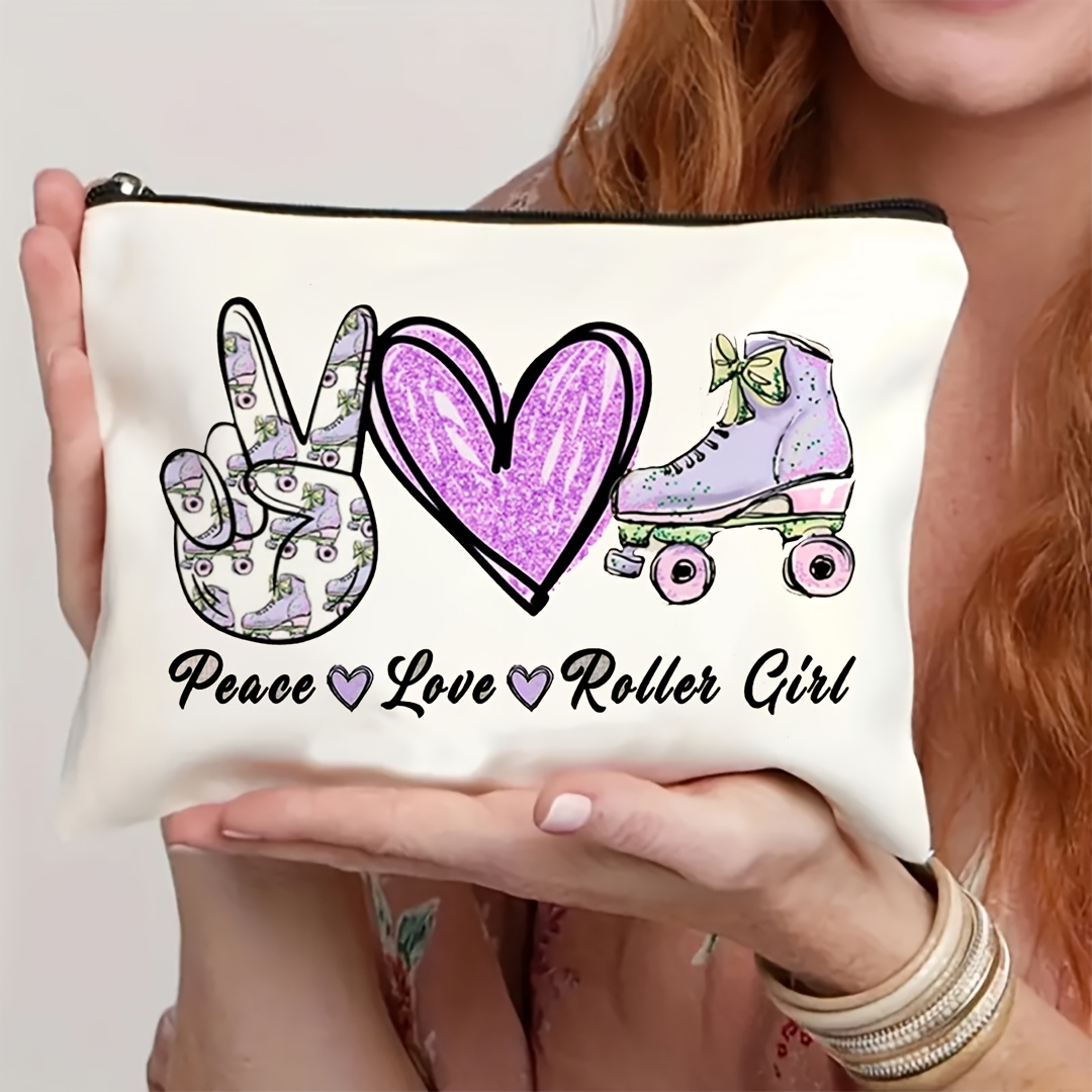 1Pc 평화, 사랑 및 롤러 스케이트 소녀 복고풍 디자 - Travel Accessories Girls 리뷰 및 가격