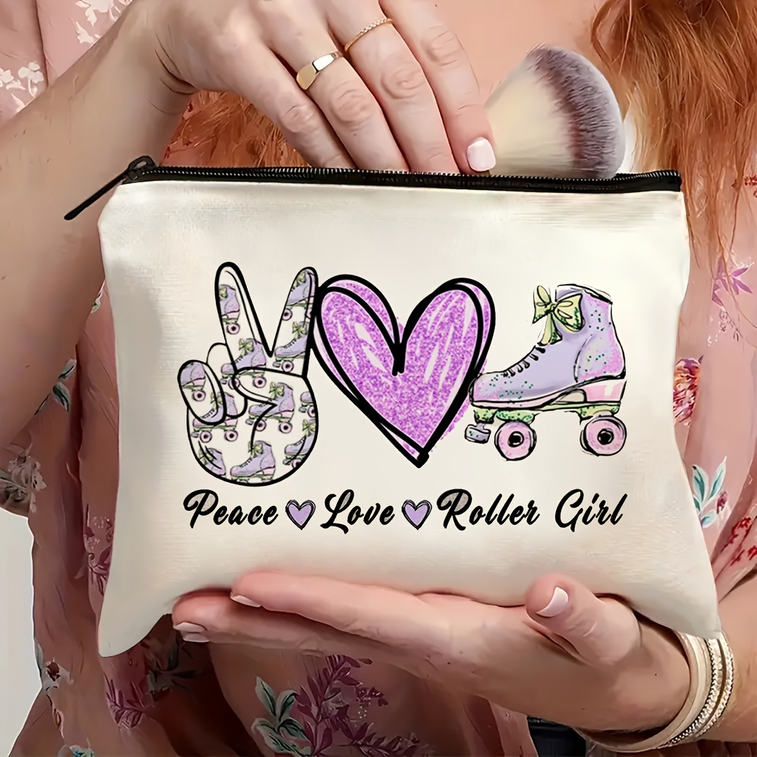 1Pc 평화, 사랑 및 롤러 스케이트 소녀 복고풍 디자 - Travel Accessories Girls 리뷰 및 가격