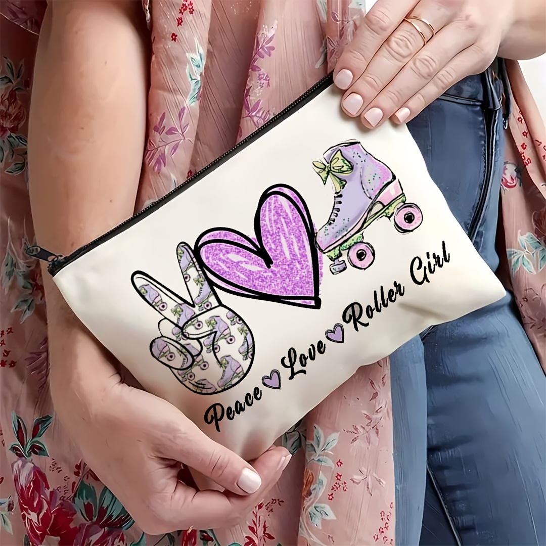 1Pc 평화, 사랑 및 롤러 스케이트 소녀 복고풍 디자 - Travel Accessories Girls 리뷰 및 가격