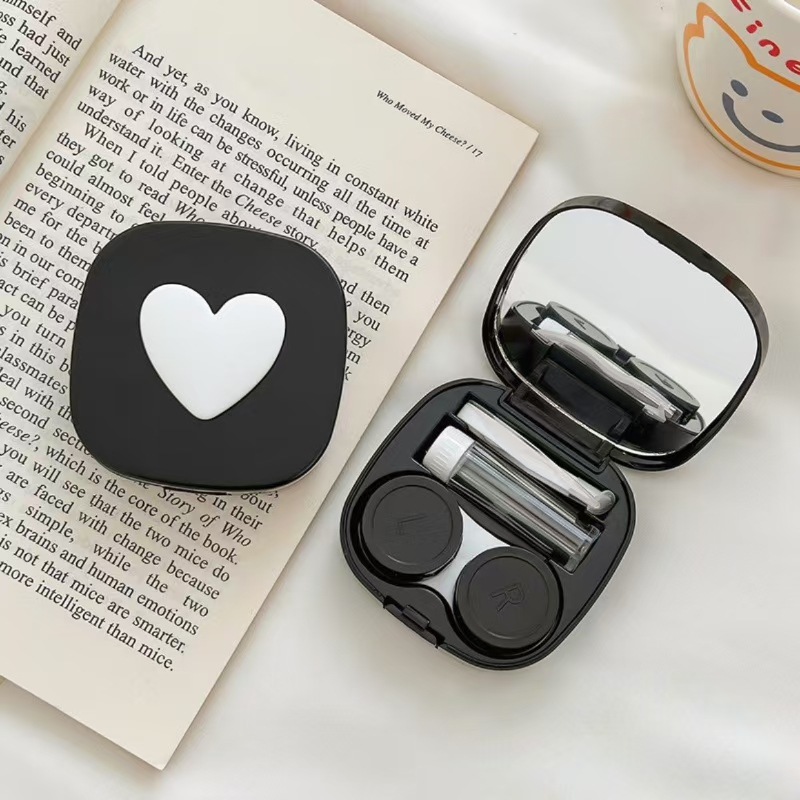 거울이있는 하트 콘택트 렌즈 케이스 미니 러블리 아이  - Travel Accessories Comfort 리뷰 및 가격