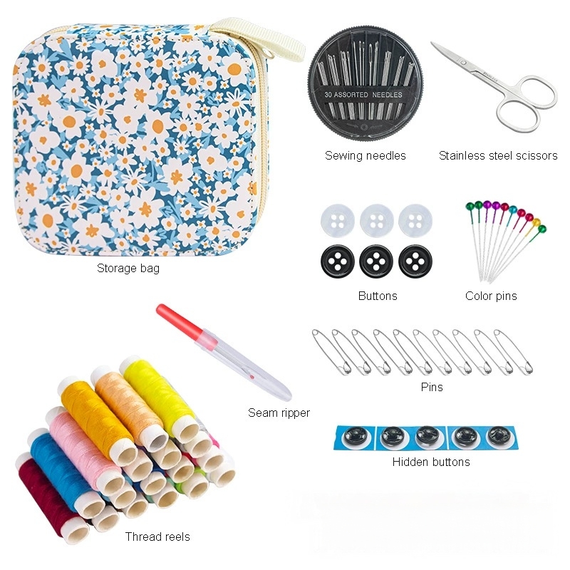 미니 꽃무늬 바느질 키트 휴대용 여행용 바늘 실 세트  - Travel Accessories To Sew 리뷰 및 가격
