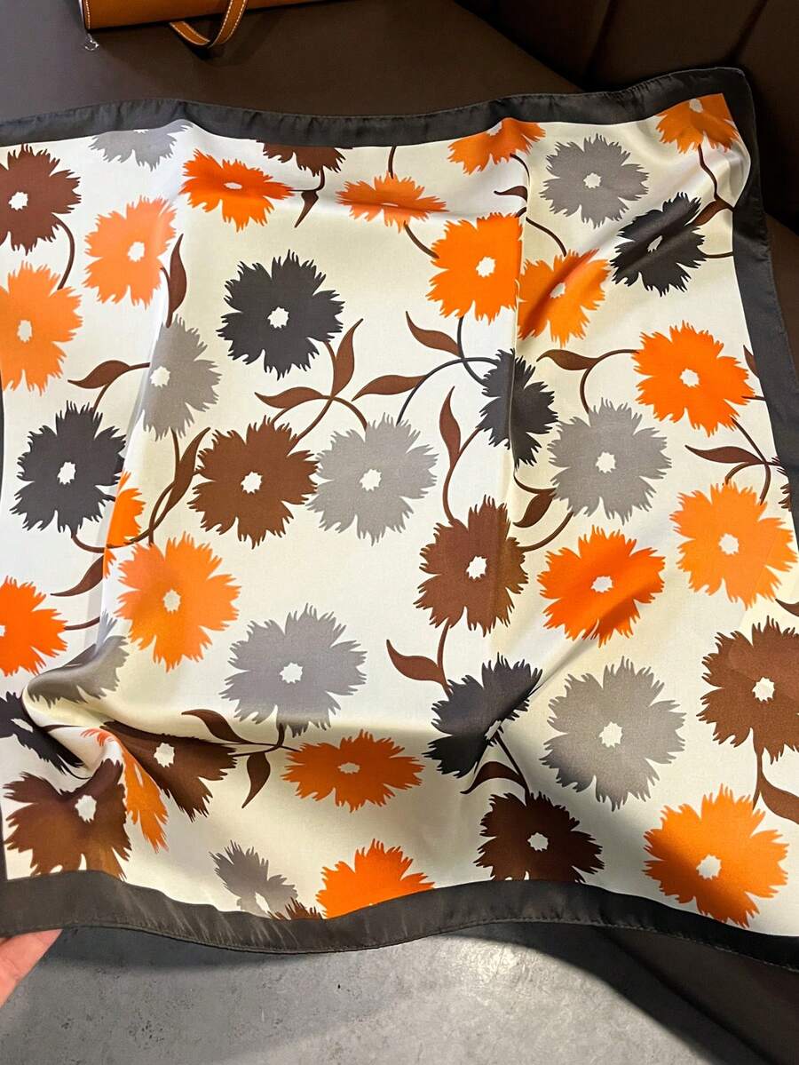 1pc 봄/여름 신상 오렌지 꽃무늬 스카프, 70cm  - Travel Accessories New 리뷰 및 가격